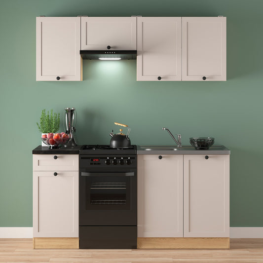 Summer 5 Unit Kitchen Cabinets Set 170cm - Cashmere Matt / Bernstein Oak