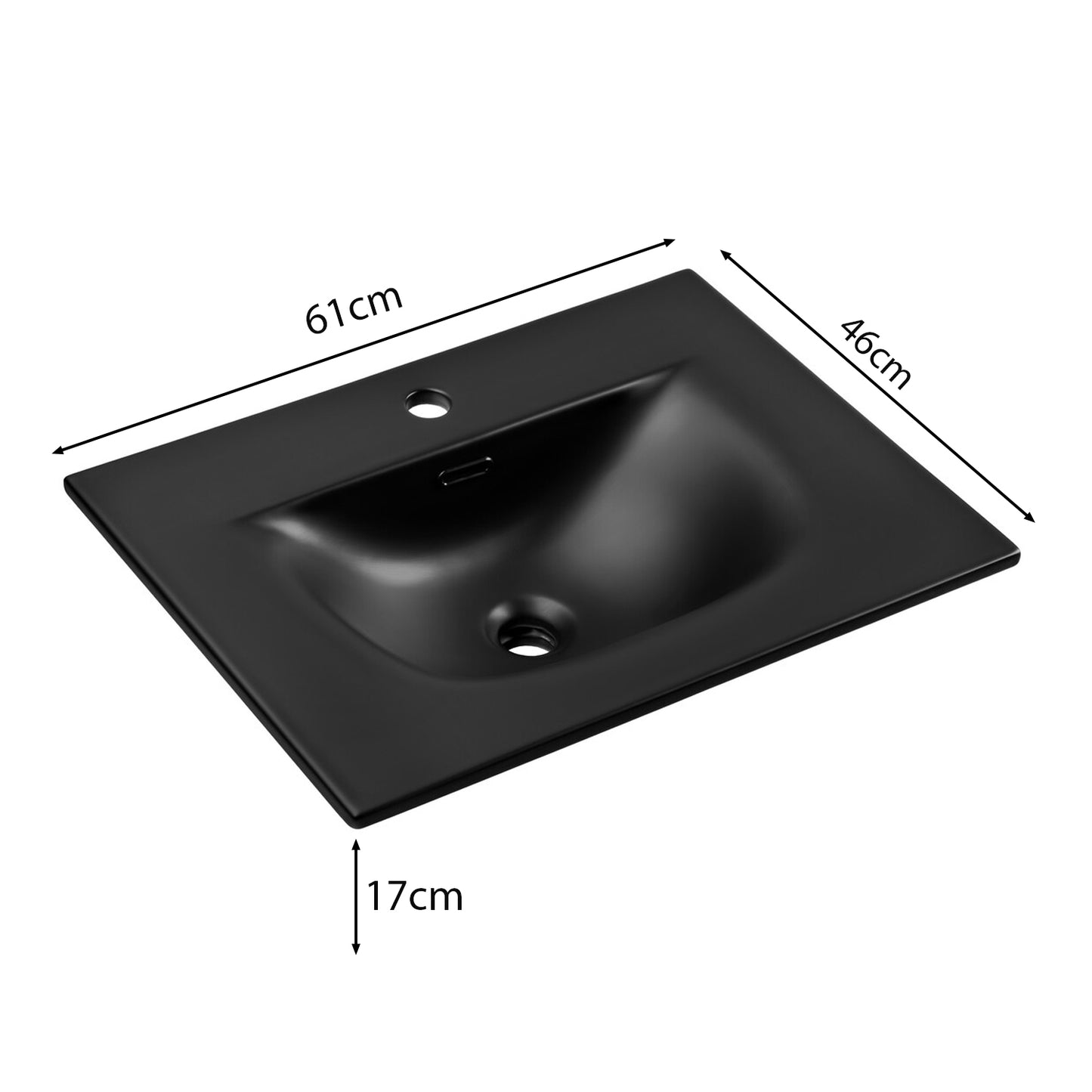 Luxor 3D Diamond Pattern 2 Drawer Bathroom Vanity Cabinet with Built-In 60cm - Oak / Black