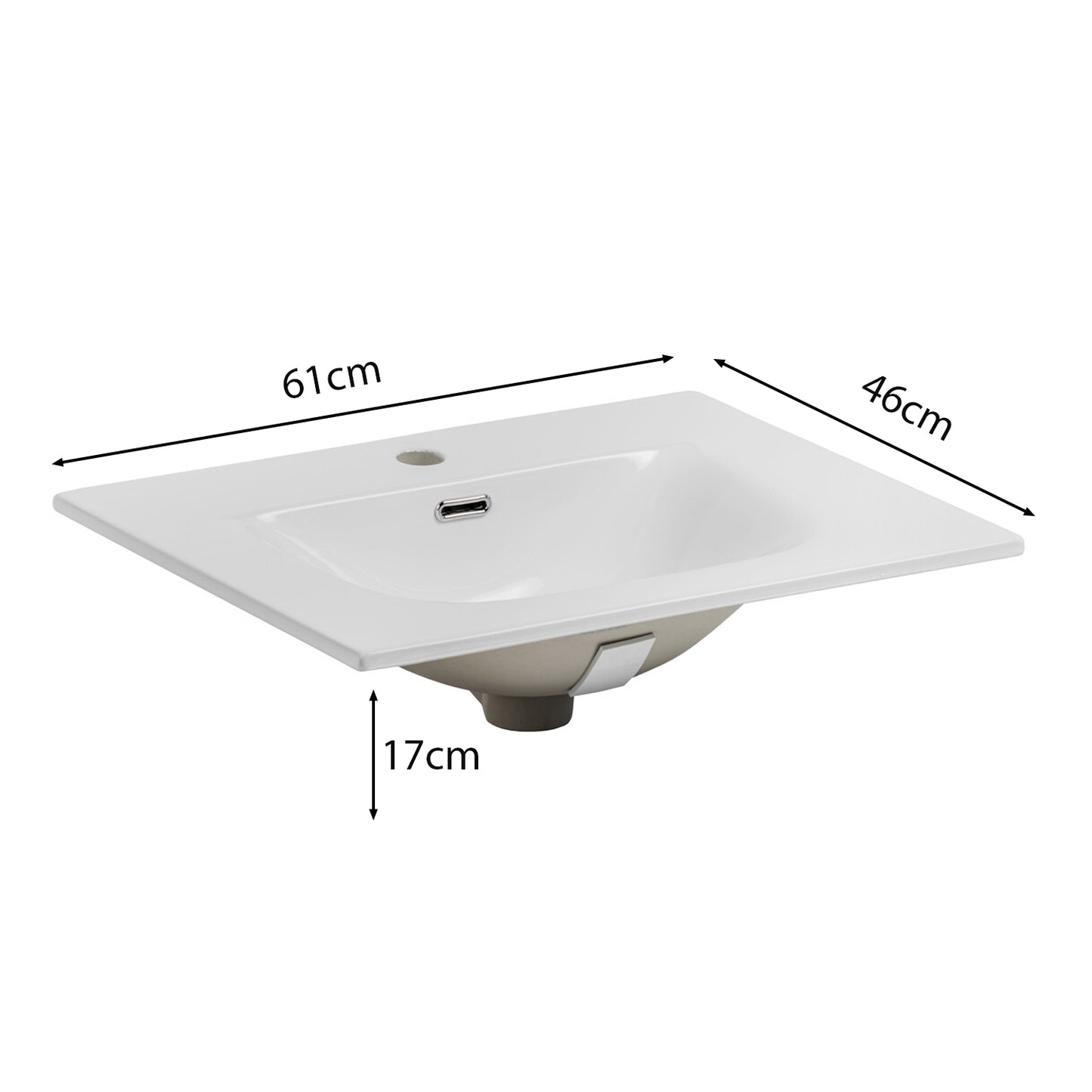 Luxor 3D Diamond Pattern 2 Drawer Bathroom Vanity Cabinet with Built-In Basin 60cm - Oak / Beige