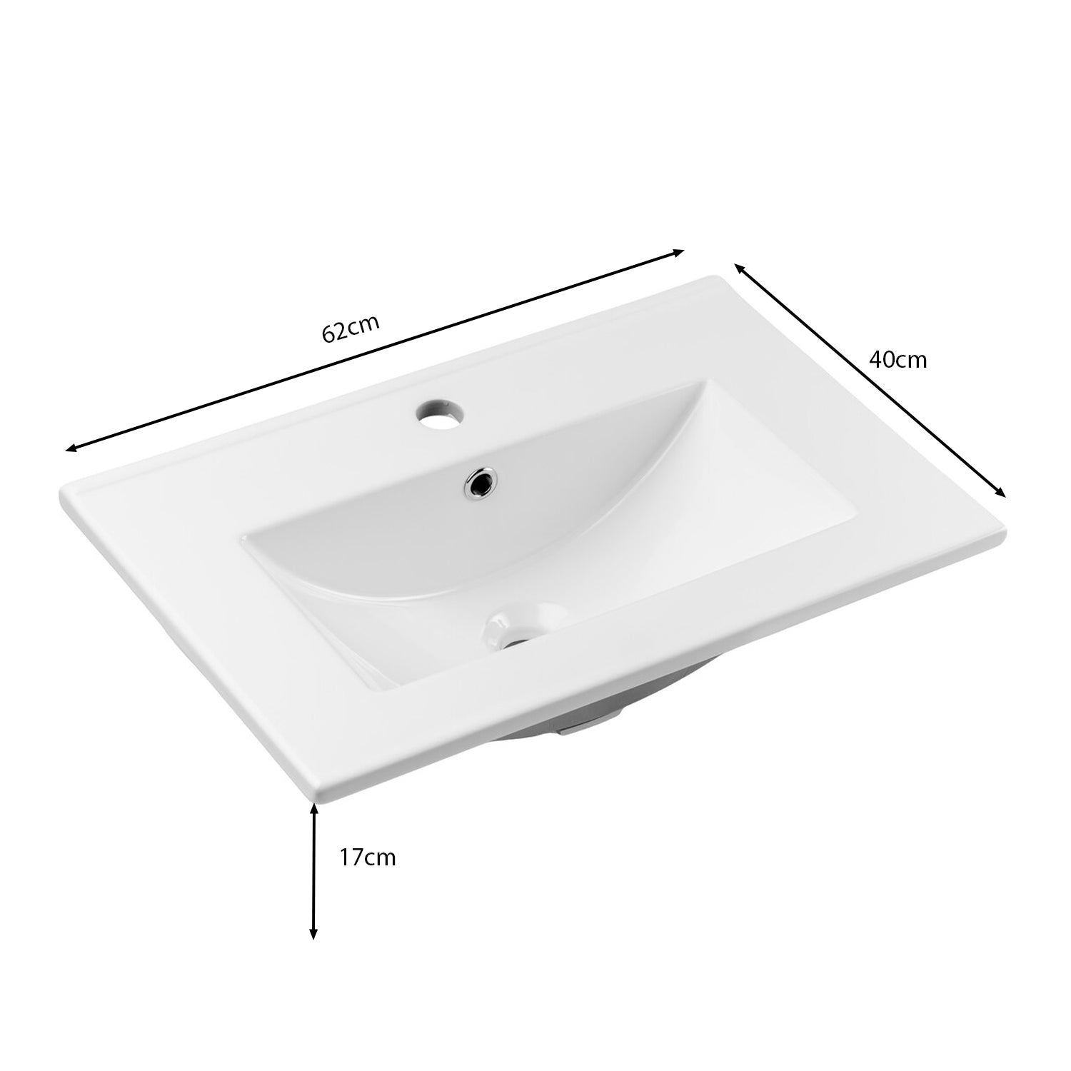 Dove 2 Drawer Bathroom Cabinet Vanity Unit with Built-In Basin 60cm - Evoke Oak