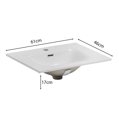 Luxor 3D Diamond Pattern 2 Door Bathroom Vanity Cabinet with Built-In Basin 60cm - Oak / Beige