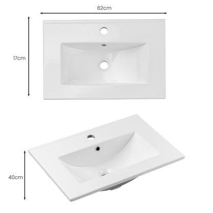 Viva Wall-Mounted 2 Bathroom Vanity Cabinets Set with Basin 60cm - Cashmere