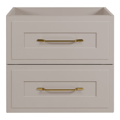 Classic Bathroom 2 Drawer Wall Cabinet Vanity Unit 60cm with Worktop - Cashmere / Oak