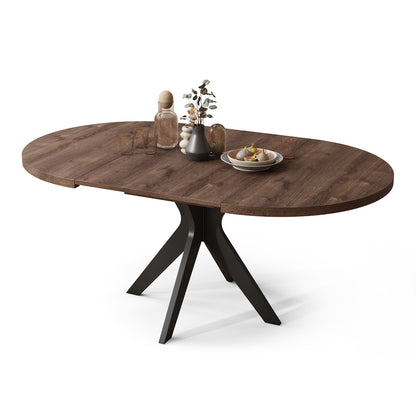 Renzo Extending Modern Dining Table – Brown Oak / Black