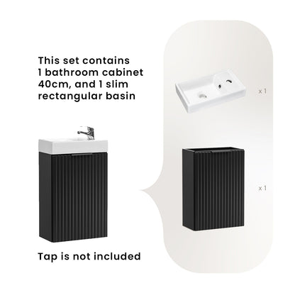 Agis Compact Bathroom Vanity 40cm Cabinet with Basin - Black