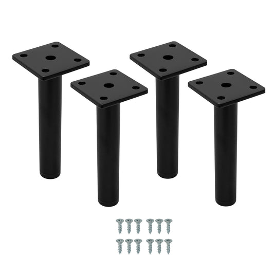 Set of 8 Round Legs for Bathroom Cabinets 15cm - Black