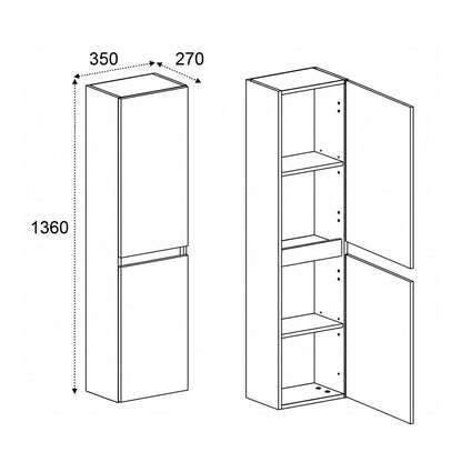 Simple Minimalist Bathroom Vanity Cabinets Set 120cm with Tall Unit & Worktop Basins - Cashmere