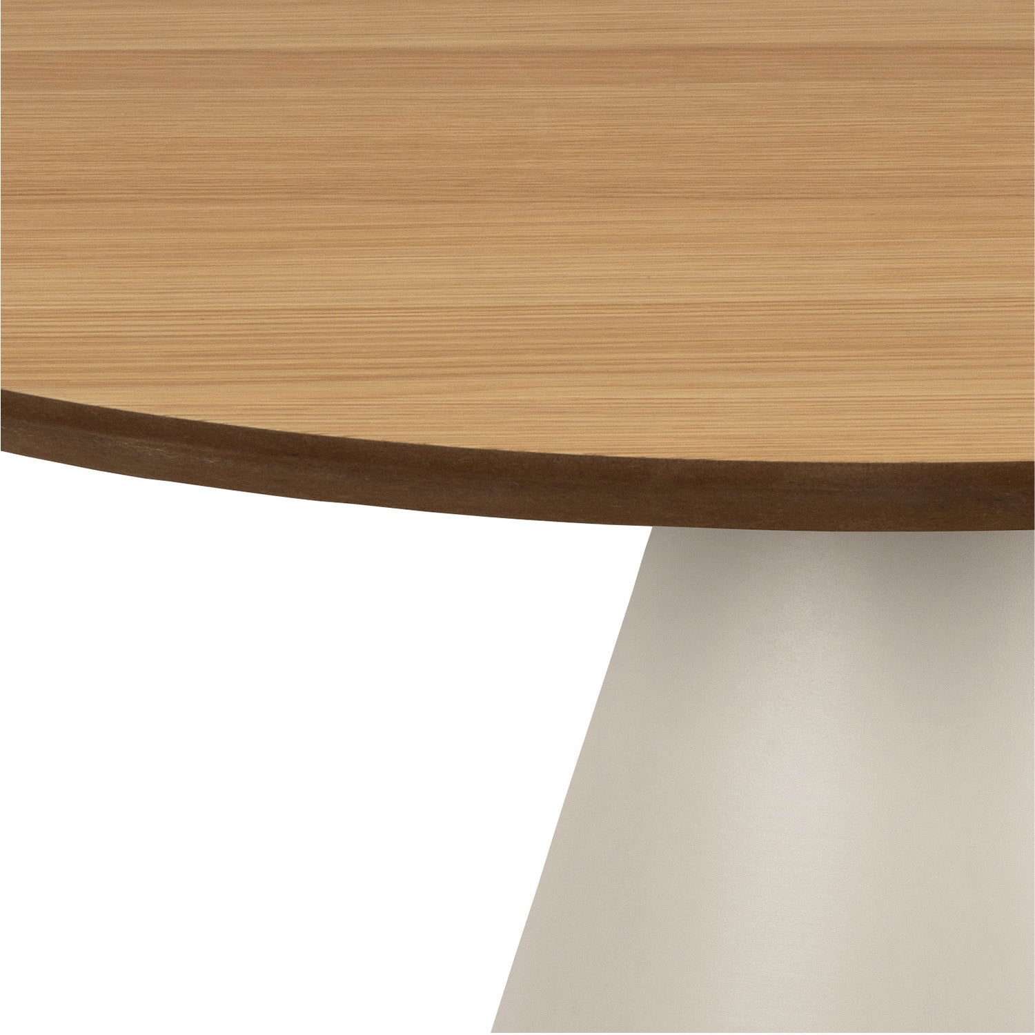 Bosco Coffee Table Round Modern Steel Base & Wood Veneer - Natural Oak / Cashmere