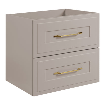 Classic Bathroom 2 Drawer Wall Cabinet Vanity Unit 60cm with Worktop - Cashmere / Oak