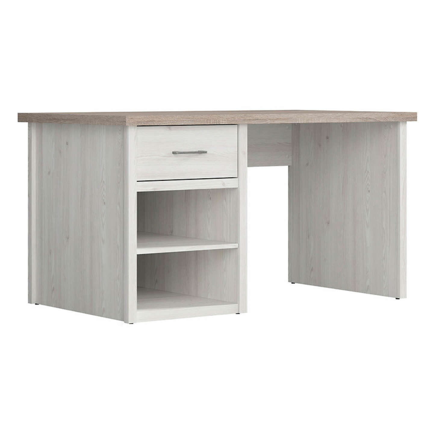 Loca Desk 141cm with Drawer and Shelves - Sibiu Larch / Dark Sonoma Oak