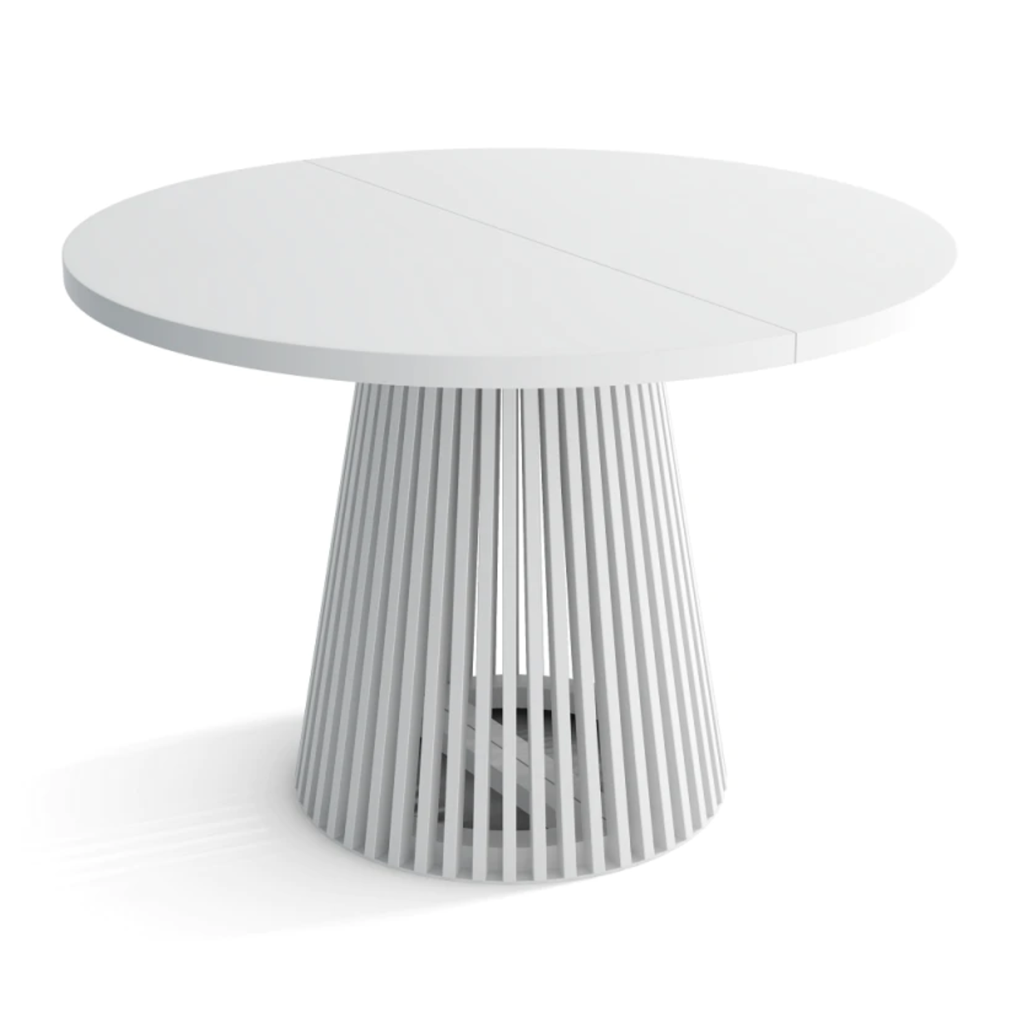 Ruston Round Extendable Table with Slats - White