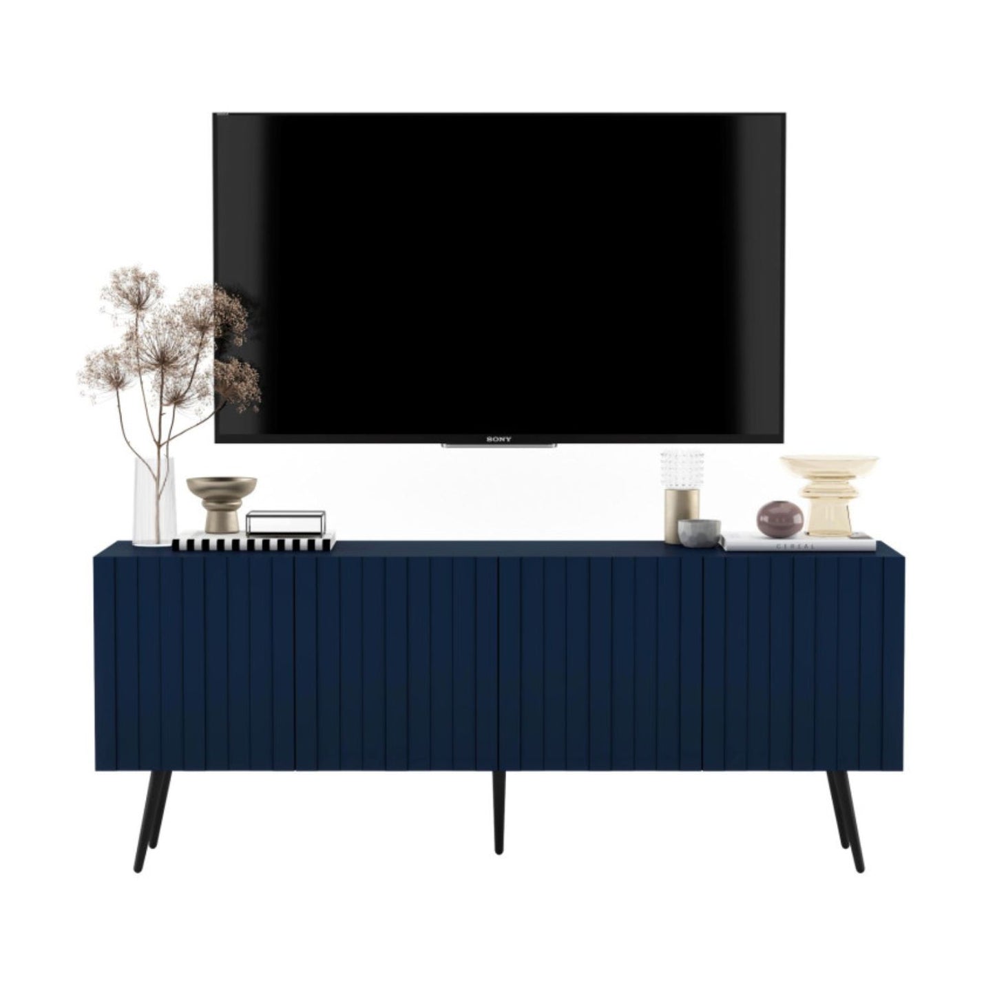 Elpis Glamour TV Cabinet Elegant Media Unit Push-to-Open - Navy Matt