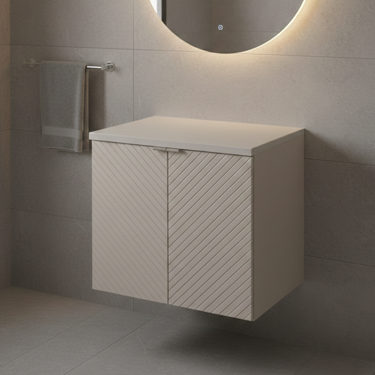 Viva Bathroom Cabinet 60cm with Doors and Worktop - Cashmere