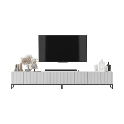 Elpis Glamour TV Cabinet Media Unit Extra Long 300 cm - White Matt / Black Frame