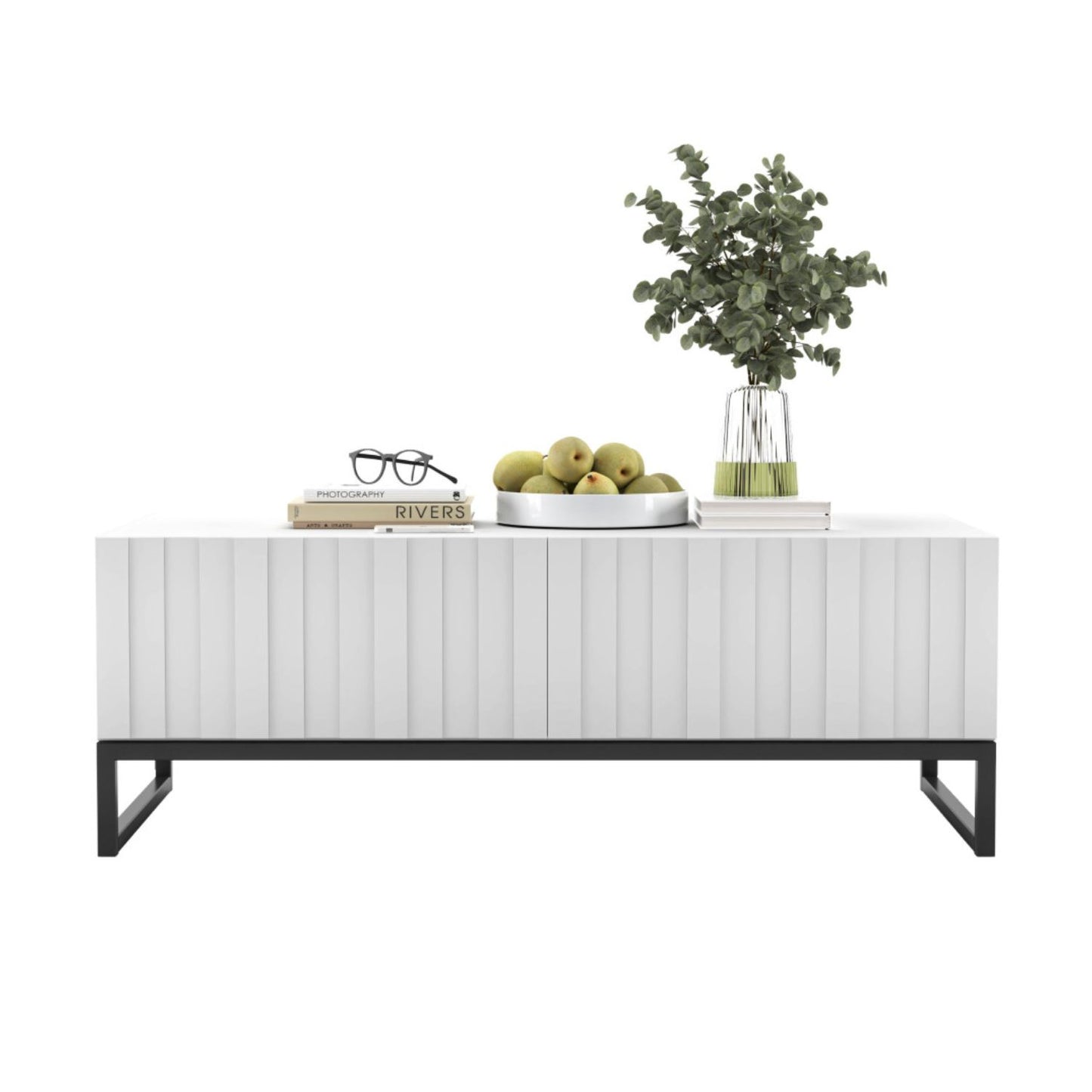 Elpis Glamour Coffee Table 110 cm - White Matt / Black Frame