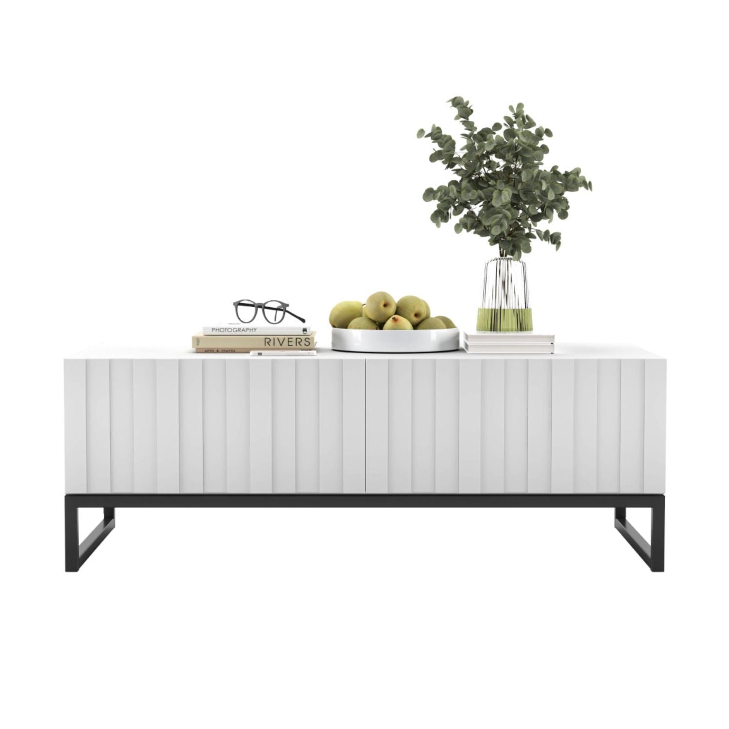 Elpis Glamour Coffee Table 110 cm - White Matt / Black Frame