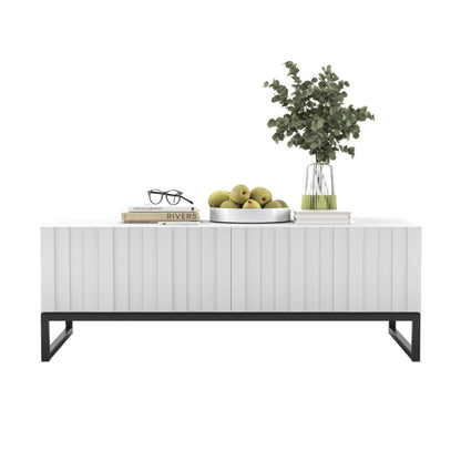 Elpis Glamour Coffee Table 110 cm - White Matt / Black Frame