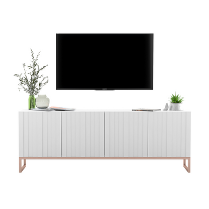 Elpis Glamour TV Cabinet Media Unit with Storage - White / Copper Frame