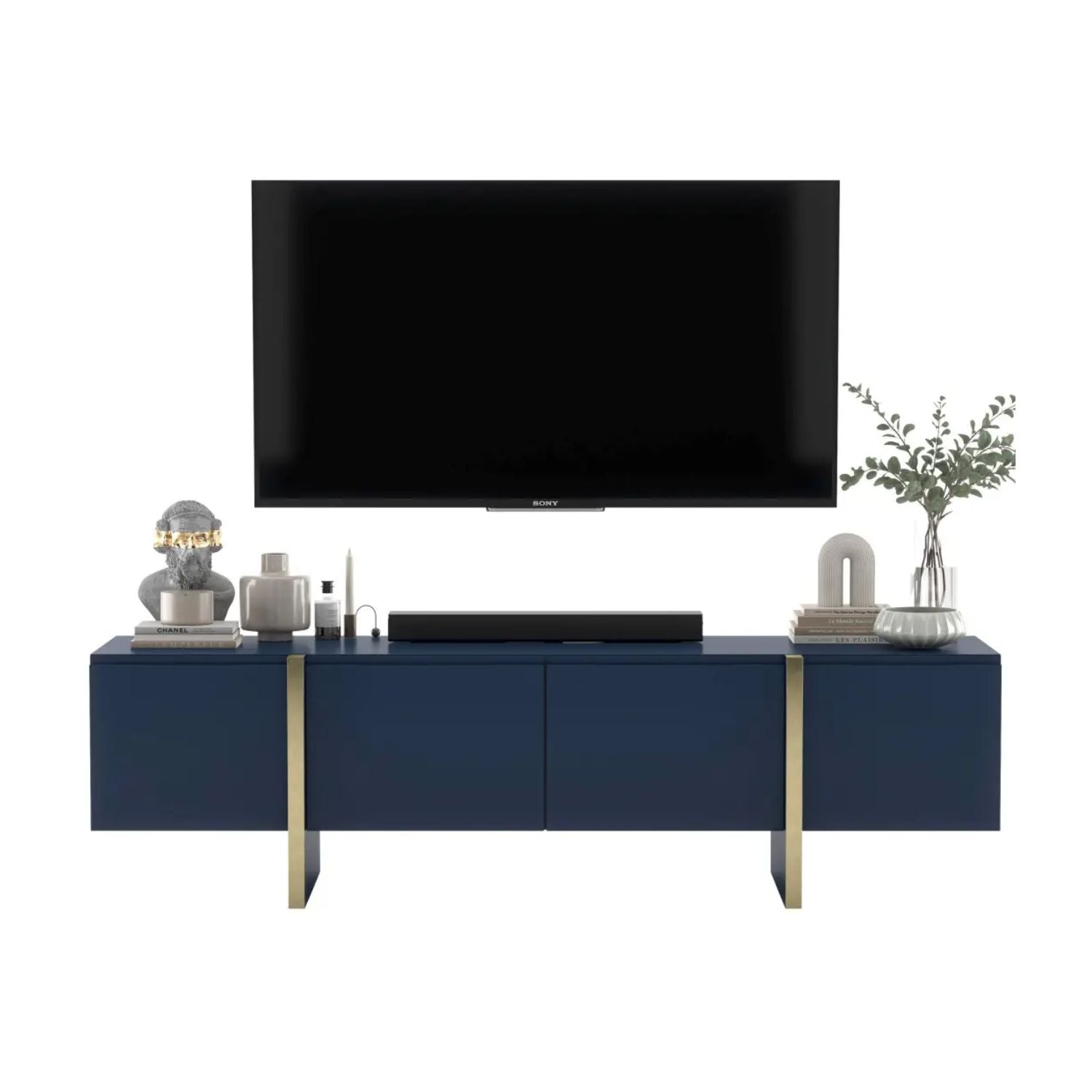 KYOTO Glamour Modern Loft Style TV Cabinet 180 cm TV Stand - Blue