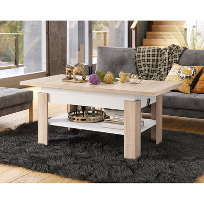 Runa 2 in 1 Extending Coffee / Dining Table 130-170cm - Sonoma Oak / White