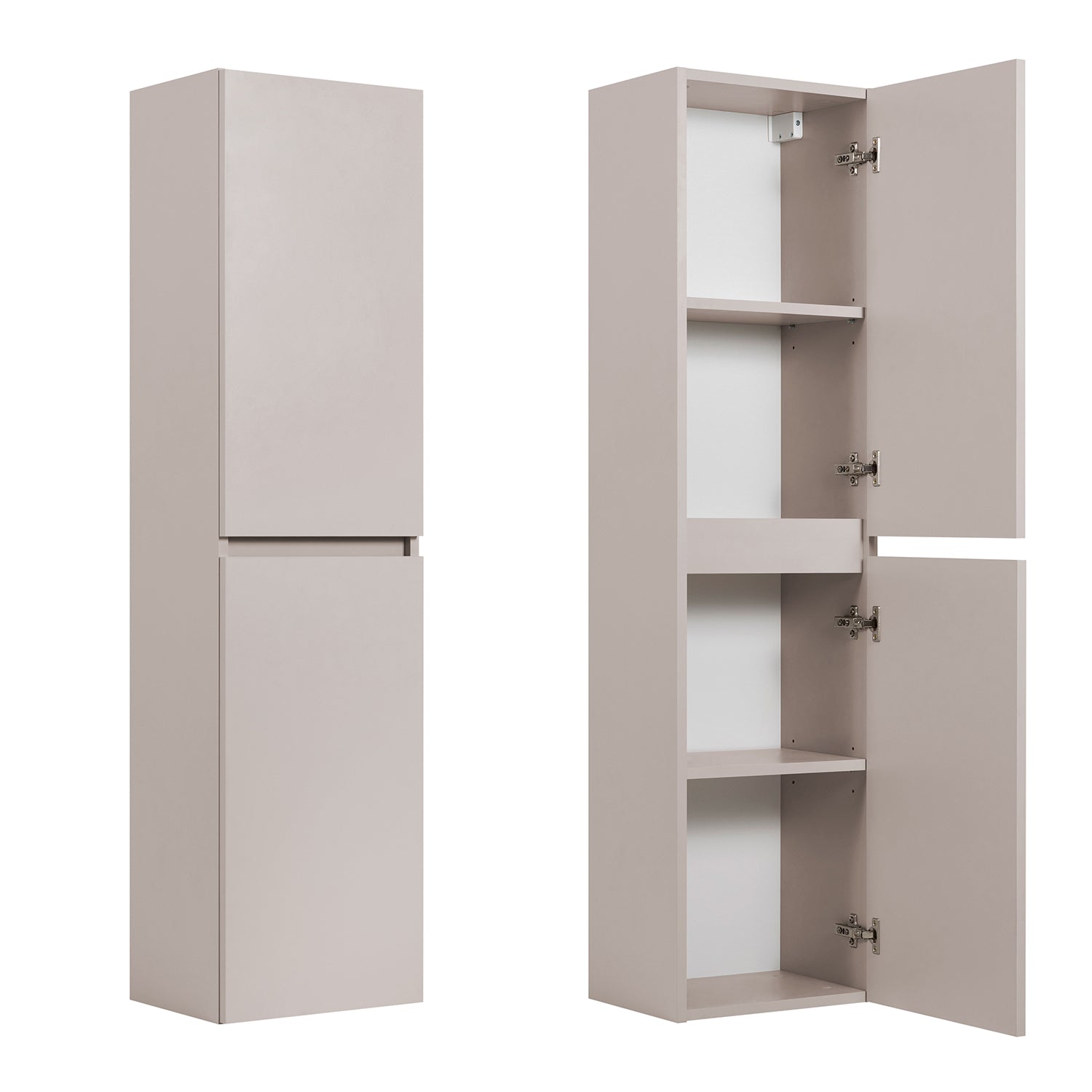 Simple Minimalist Bathroom Vanity Cabinets Set 120cm with Tall Unit & Worktop Basins - Cashmere