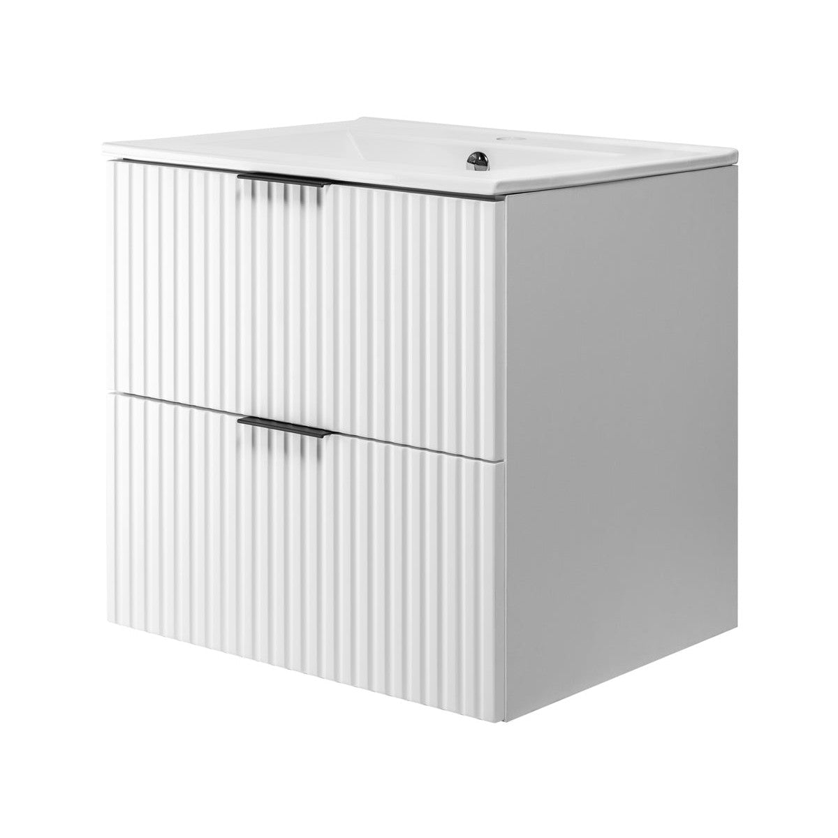 Flow 2 Drawer Bathroom Cabinet Vanity Unit with Basin 60cm - White