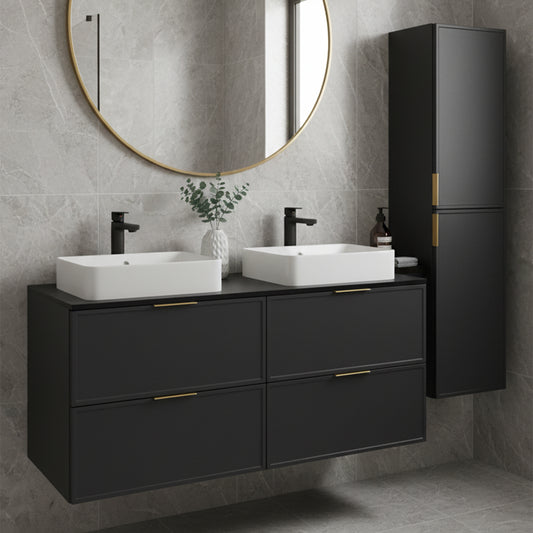 Simple Modern 2 Cabinets Set Vanity Unit 120cm with Worktop & Tall Cabinet 136cm - Anthracite