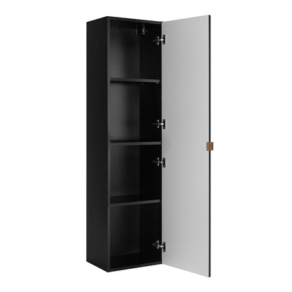 Trend Herringbone Pattern Door Tall Bathroom Cabinet - Black