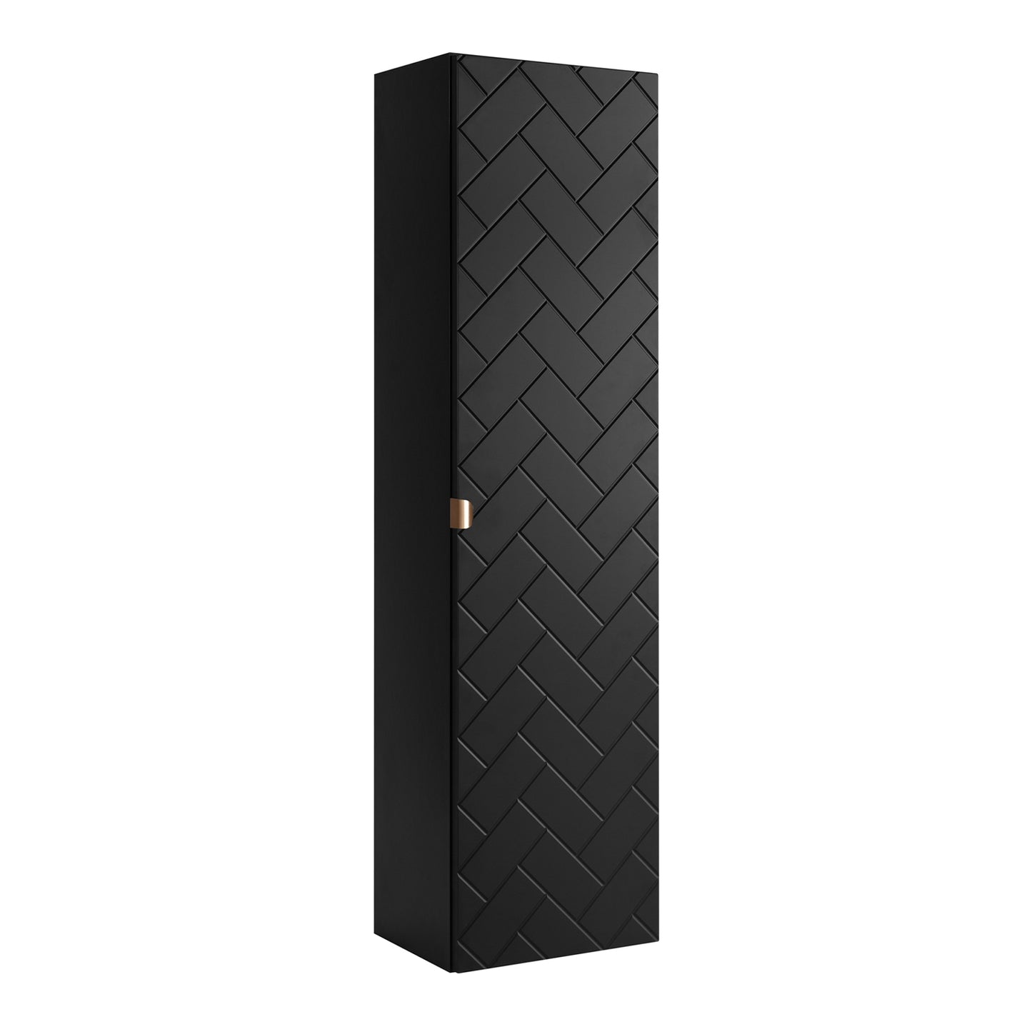 Trend Herringbone Pattern Door Tall Bathroom Cabinet - Black