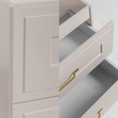 Classic Bathroom 2 Drawer Wall Cabinet Vanity Unit 60cm with Worktop - Cashmere / Oak