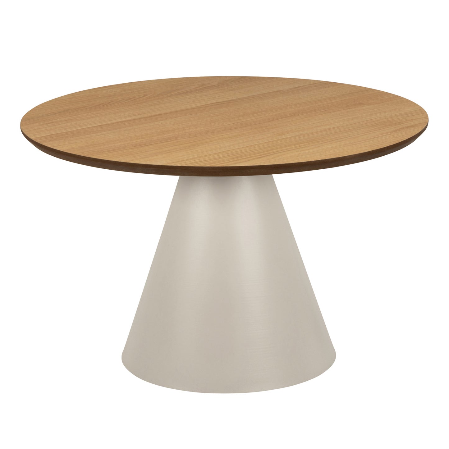 Bosco Coffee Table Round Modern Steel Base & Wood Veneer - Natural Oak / Cashmere
