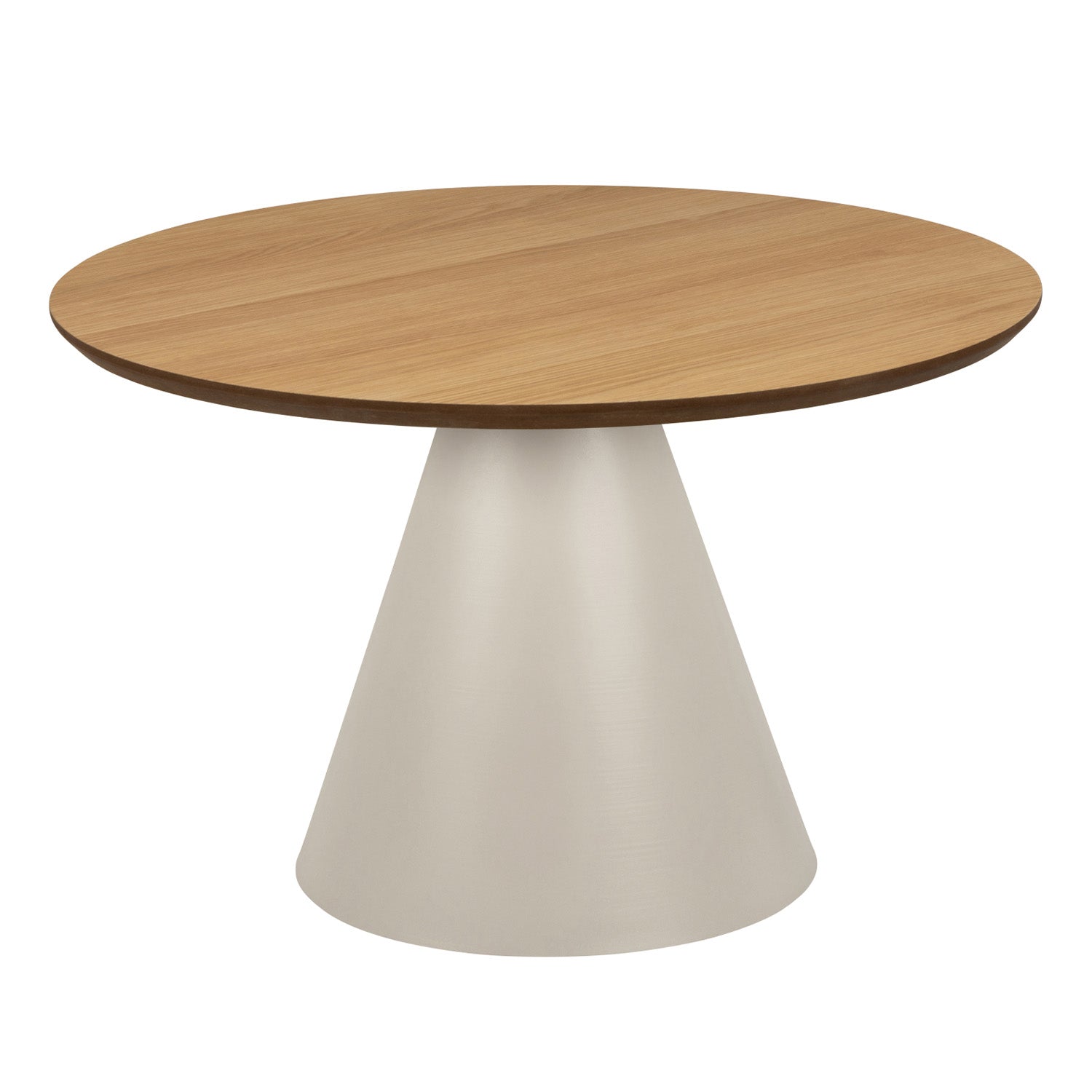 Bosco Coffee Table Round Modern Steel Base & Wood Veneer - Natural Oak / Cashmere