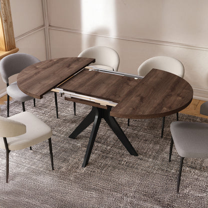 Renzo Extending Modern Dining Table – Brown Oak / Black