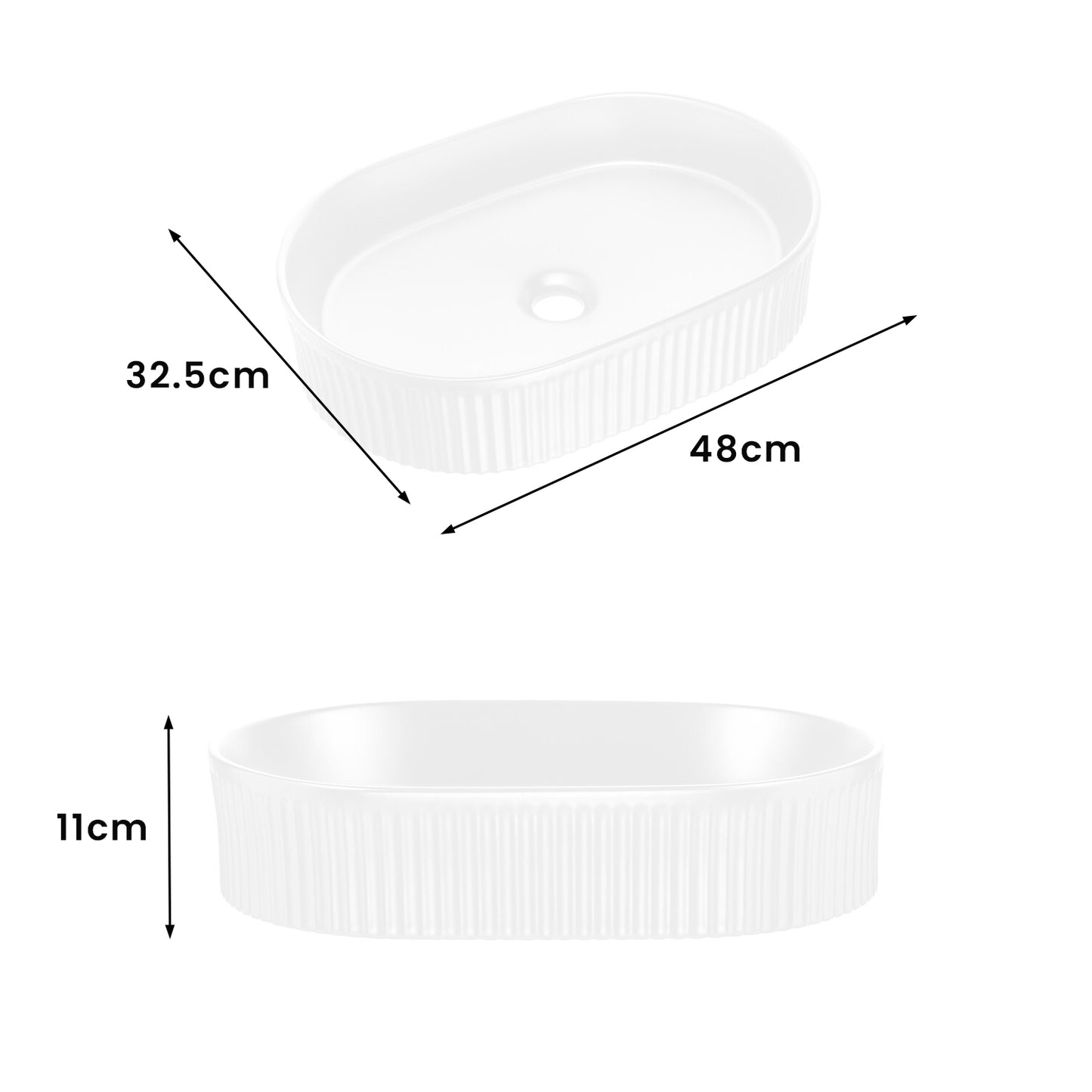 Line Reed 2 Drawer Bathroom Cabinet Vanity Unit 60cm with Worktop Basin - Sage