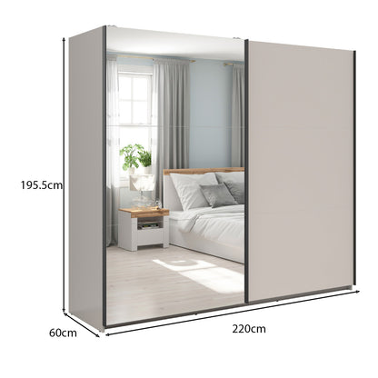 Exter 2 Door Sliding 220cm Wardrobe - Cashmere