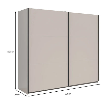 Exter Minimalist Sliding Door Wardrobe 220cm - Cashmere
