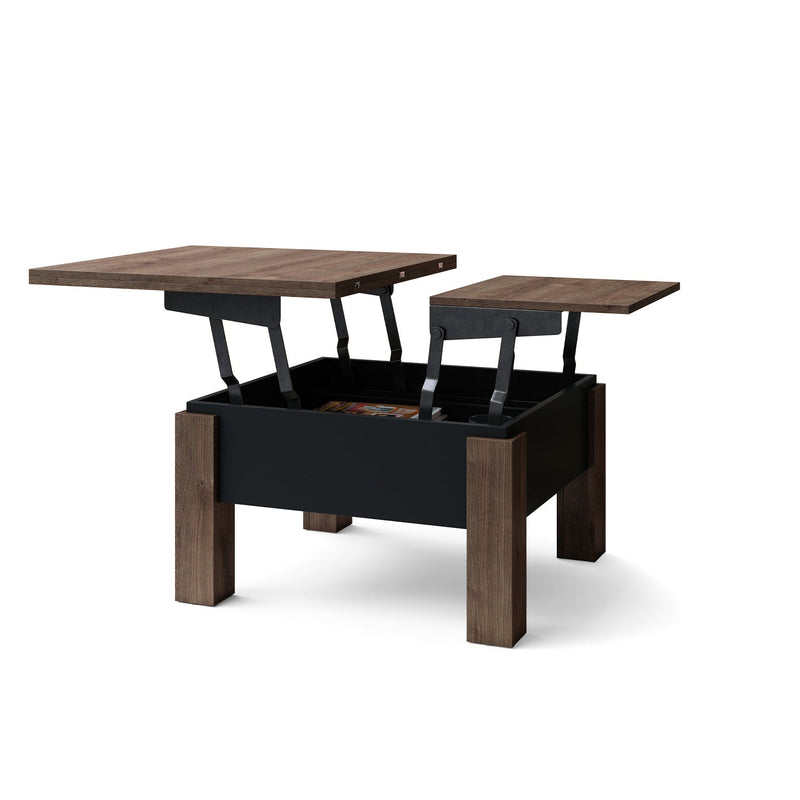 Ozma 2 in 1 Extending Coffee / Dining Table 90-180cm - Brown Oak / Black