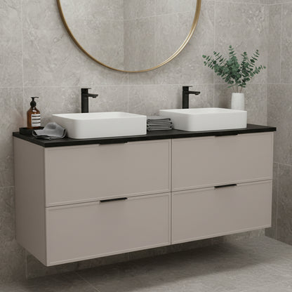 Simple Modern 4 Drawer Bathroom Cabinet Vanity Unit 120cm with Worktop - Cashmere