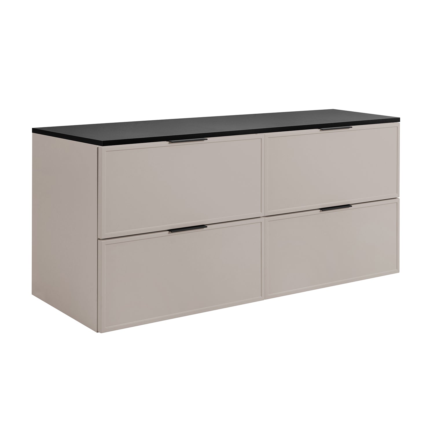 Simple Modern 4 Drawer Bathroom Cabinet Vanity Unit 120cm with Worktop - Cashmere