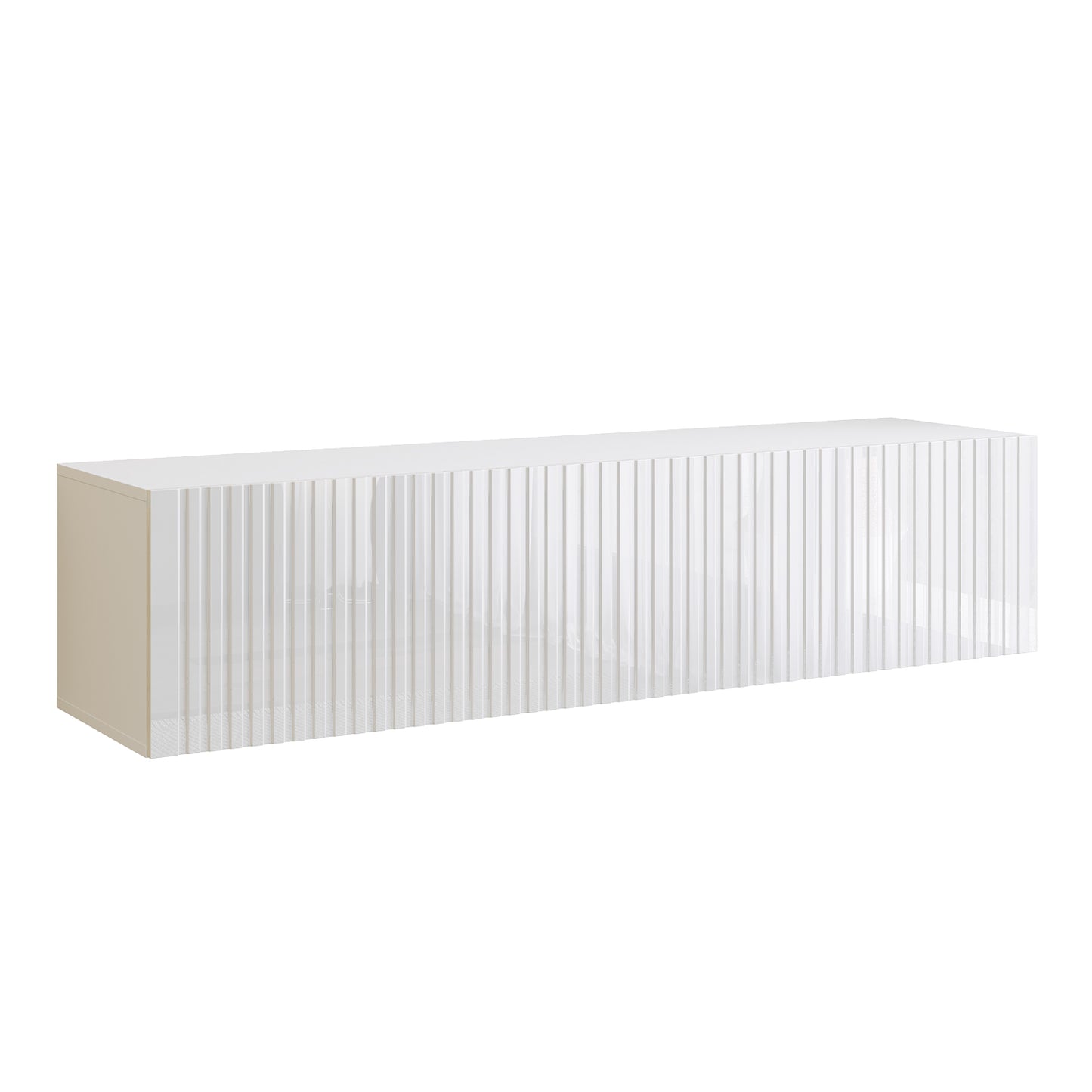 Joyce Wall Mounted TV Unit Modern Fluted Gloss Finish 150cm - White Gloss