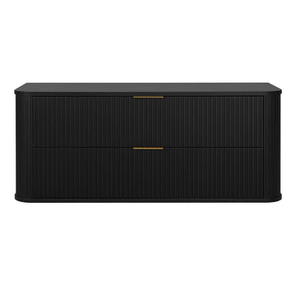 Elegance Glamour Style 2 Drawer Bathroom Wall Cabinet 120cm - Black