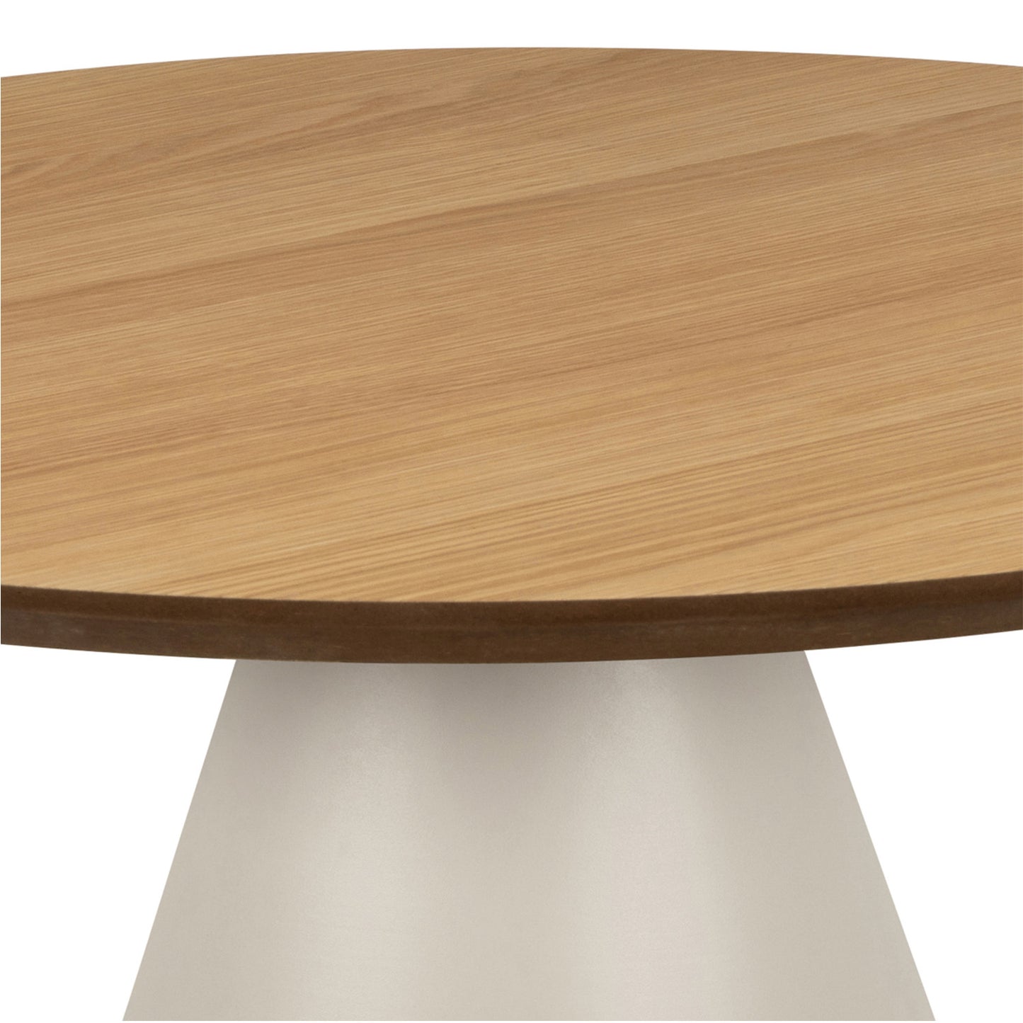 Bosco Coffee Table Round Modern Steel Base & Wood Veneer - Natural Oak / Cashmere