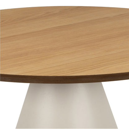Bosco Coffee Table Round Modern Steel Base & Wood Veneer - Natural Oak / Cashmere