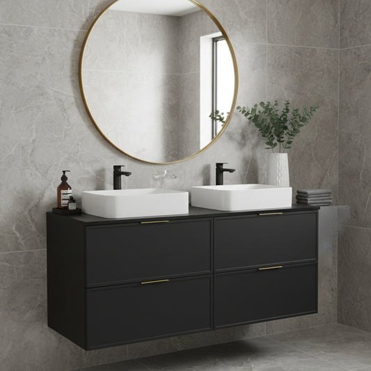Simple Modern 4 Drawer Bathroom Cabinet Vanity Unit 120cm with Worktop - Anthracite