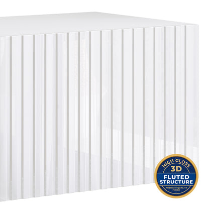 Joyce Wall Mounted TV Unit Modern Fluted Gloss Finish 150cm - White Gloss