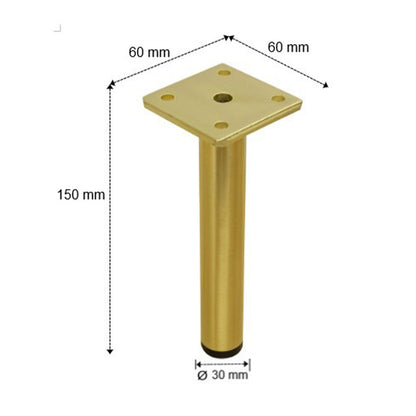 Set of 8 Round Legs for Bathroom Cabinets 15cm - Gold
