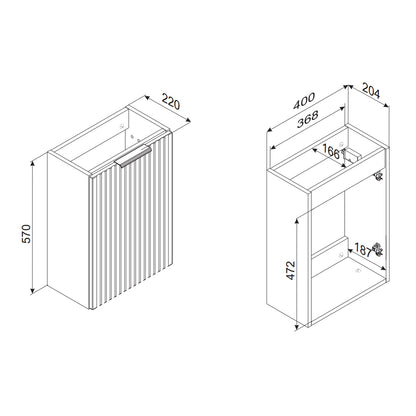 Agis Compact Bathroom Vanity 40cm Cabinet with Basin - Black