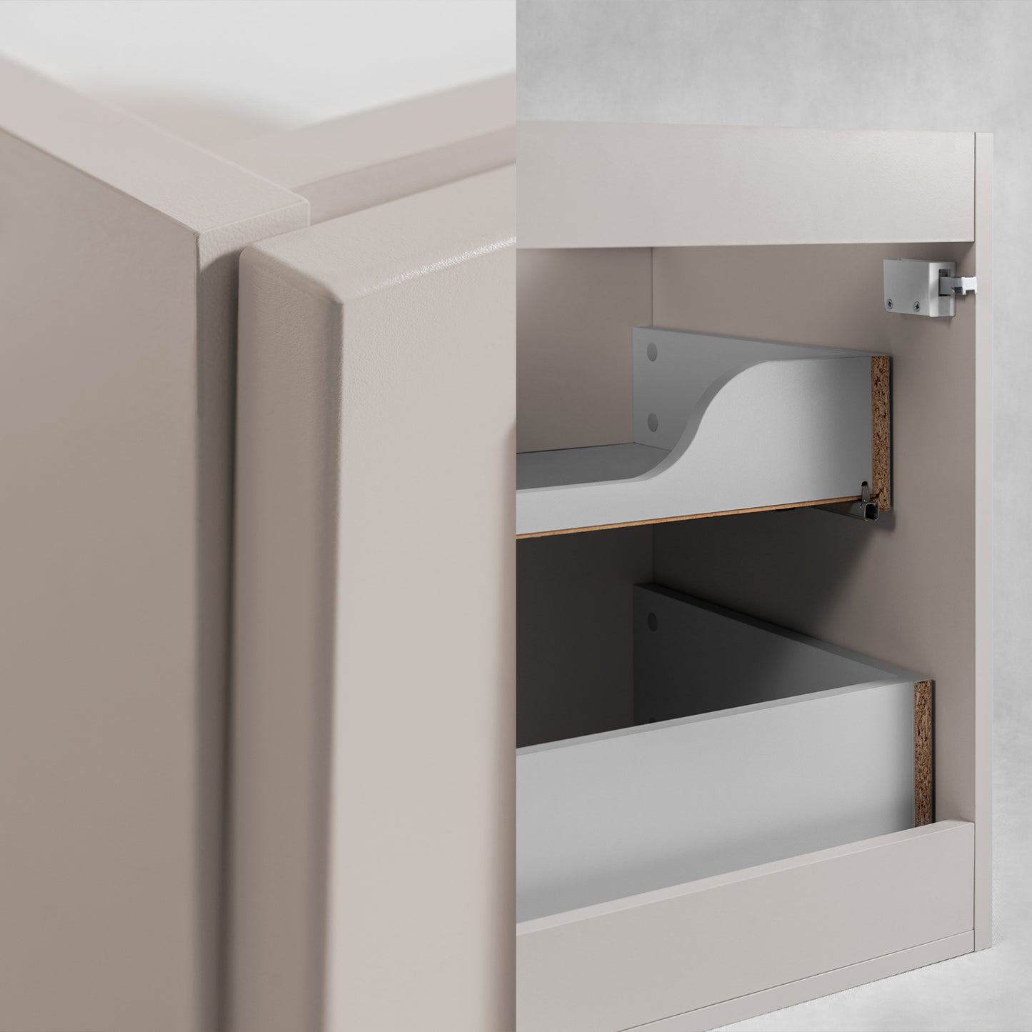 Classic Bathroom 2 Drawer Wall Cabinet Vanity Unit 60cm with Worktop - Cashmere / Oak