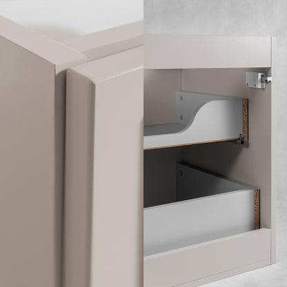 Classic Bathroom 2 Drawer Wall Cabinet Vanity Unit 60cm with Worktop - Cashmere / Oak