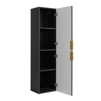 Simple Modern Minimal 2 Door Tall Bathroom Cabinet 136cm - Anthracite